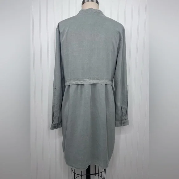 Anthropologie Cloth & Stone Relaxed Fit Shirt Dress Long Sleeves Lila Chambray M - Picture 3 of 10
